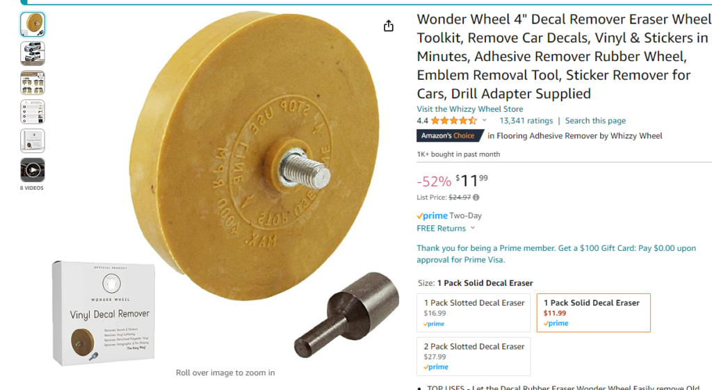 Amazon Eraser Wheel - Before